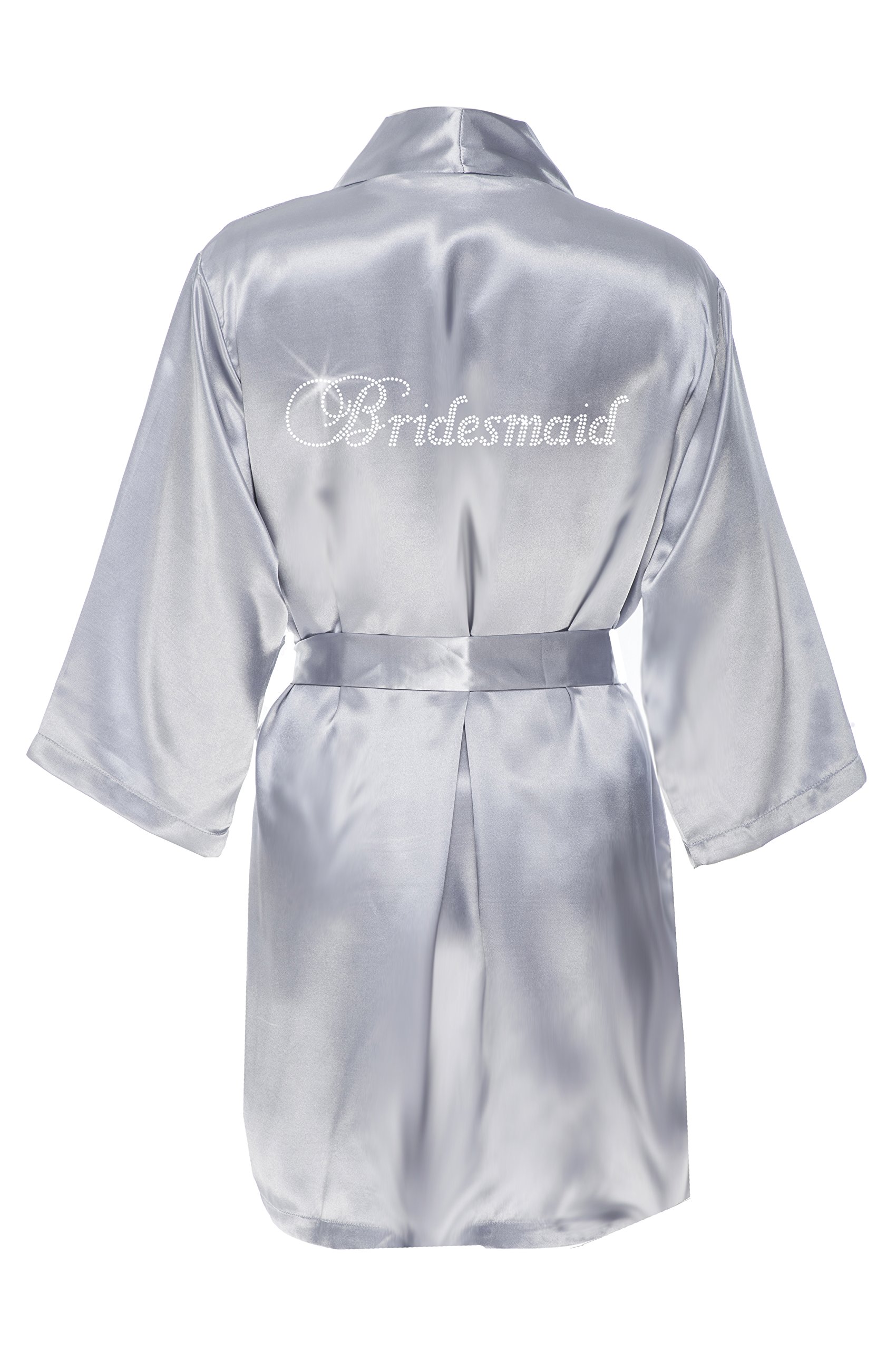 Elegant Rhinestone Bridesmaid Satin Robe - Perfect for Wedding Party