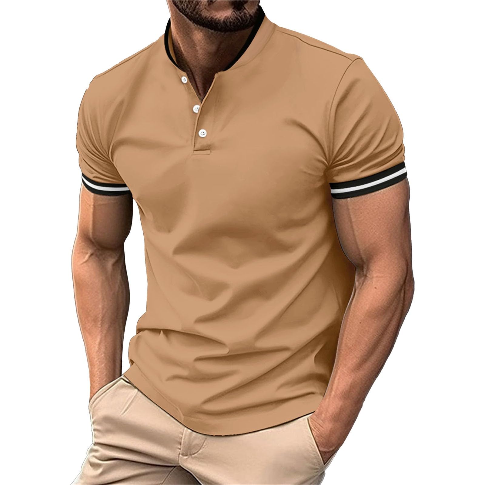 Men's Casual Henley Shirts - 3 Button Lapel Polo Shirts, Relaxed Fit Short Sleeve Cotton Tee for Golf & Everyday Wear | Breathable & Comfortable Summer Tops for Work, Dating & Outdoor Activities