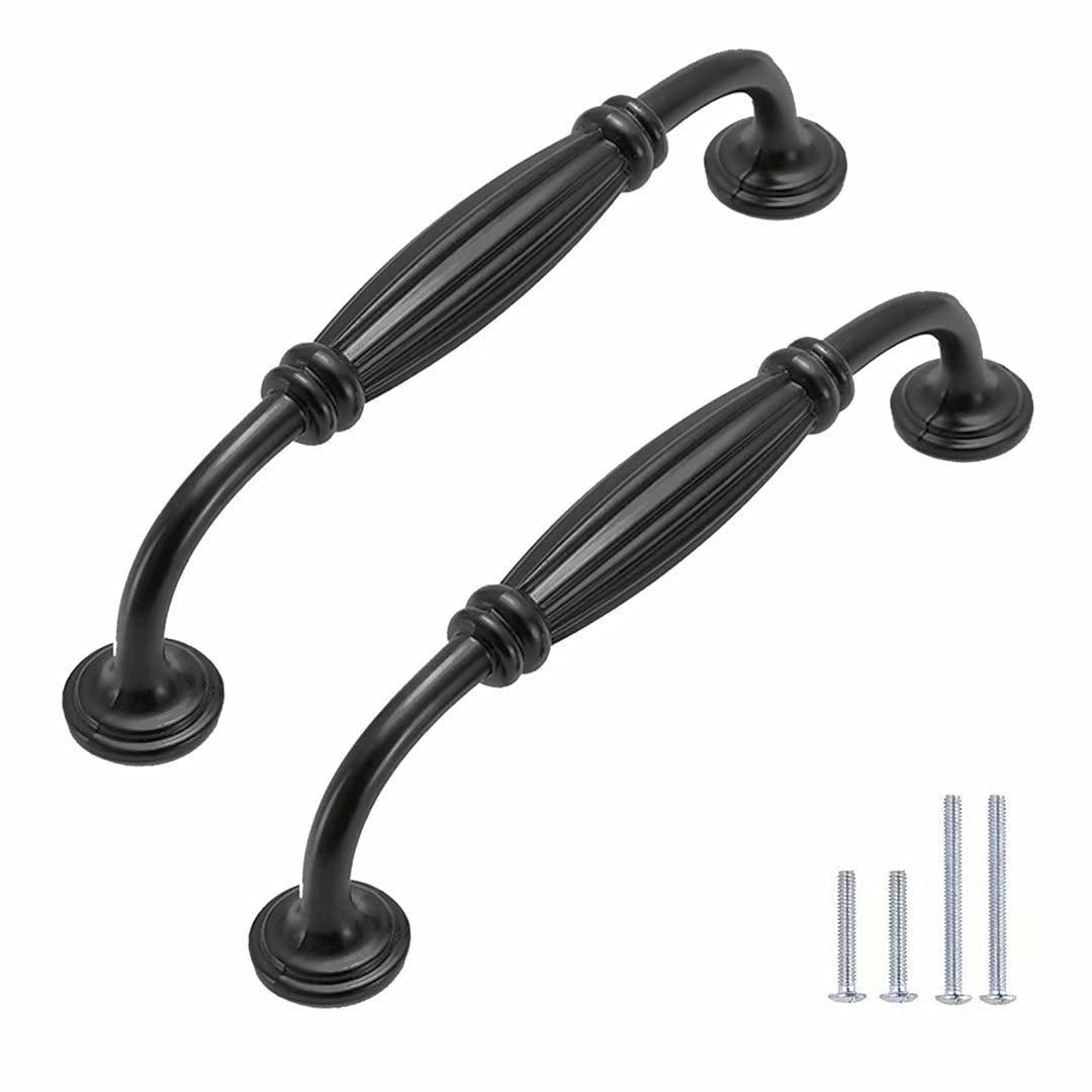 Dalustar Matte Black Cabinet Pulls 5 Inch (12.7cm) Hole Center - 1 Pack Kitchen Cabinet Handles & Drawer Pulls - Modern Hardware for Cabinets, Dressers, Furniture (Set of 10) - Perfect for Kitchen Remodel, Bathroom Vanity, Office Storage Upgrade