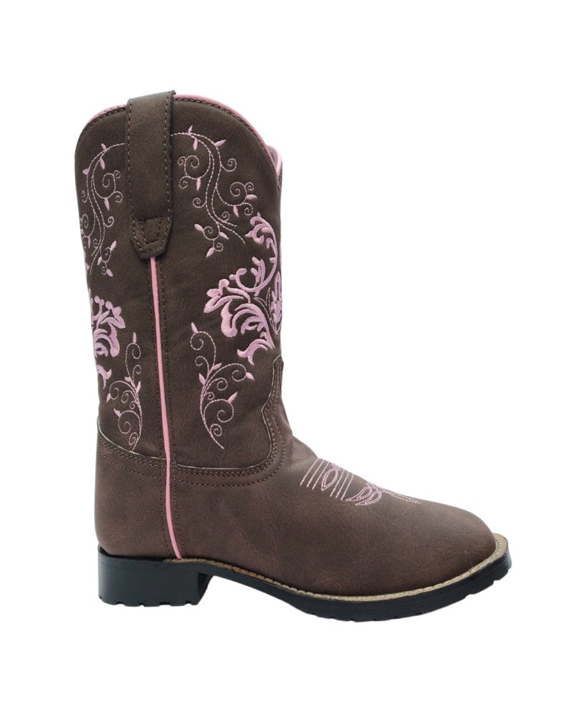 TuffRider Youth Glacier Square Toe Western Boots for Girls & Boys - Durable Cowboy Boots for Riding, Rodeo & Outdoor Activities