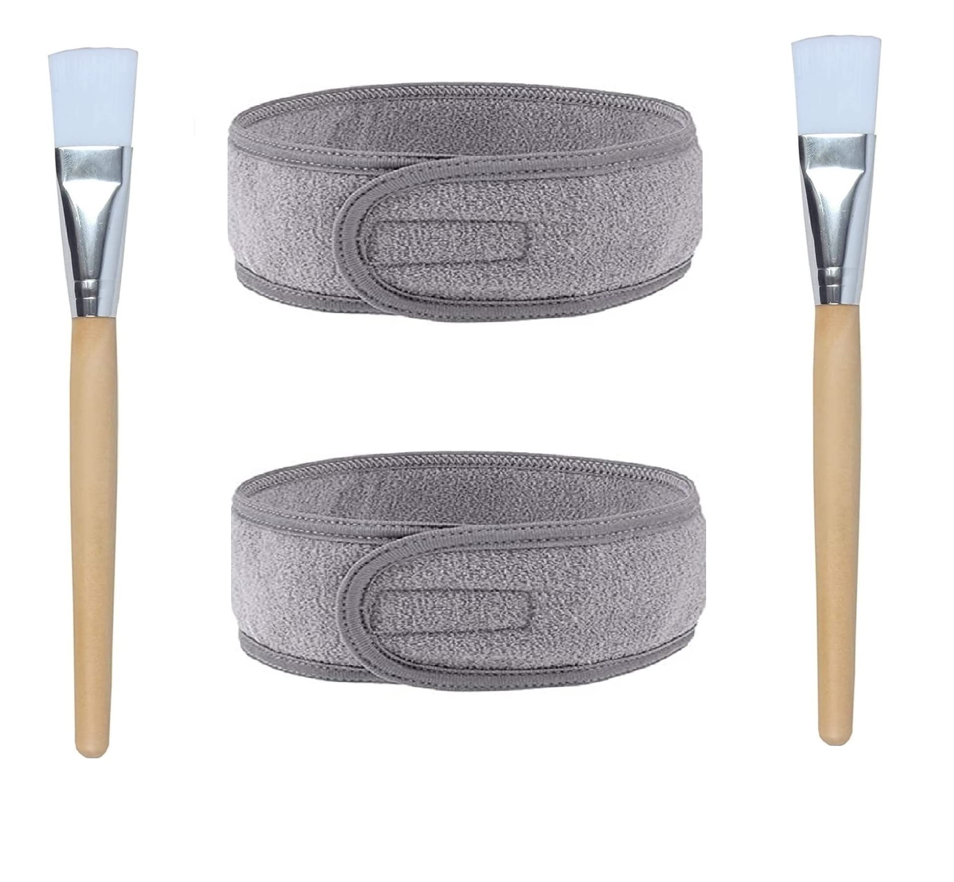 ZAUKY 2-Piece Hair Brush Set for Bleaching & Face Masks - Adjustable Makeup Brush Heads + Multicolor Wrap Headband - Perfect for Salon, Spa & At-Home Hair Coloring & Skincare Routines