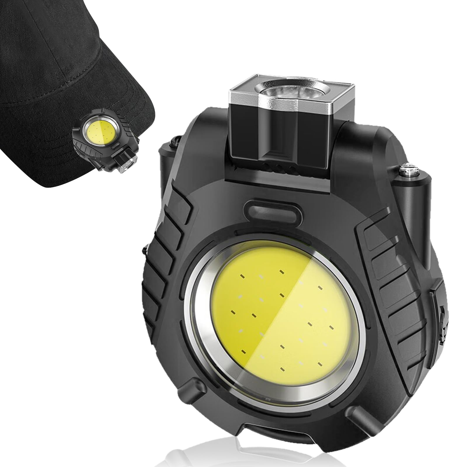 Rechargeable Waterproof Hat Clip Light - Black LED Headlamp for Fishing, Camping, Hand Work & Outdoor Activities | Portable Multifunctional Keychain Flashlight for Hats, Night Running, Hiking & Emergency Use