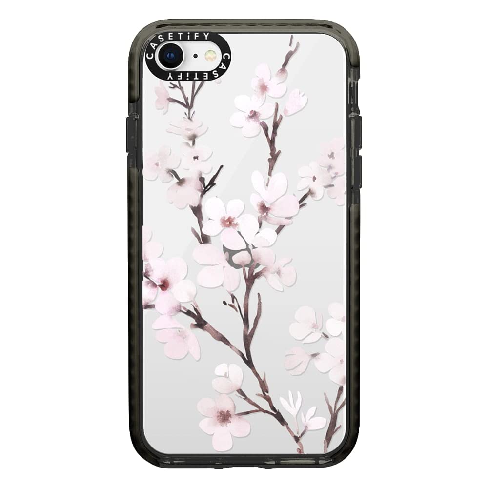 CASETiFY Impact Case for iPhone SE (2020/2022) and iPhone 7/8 - Shatterproof Clear Black Cherry Blossom Design - Slim Protective Phone Cover for Everyday Use, Travel & Outdoor Activities