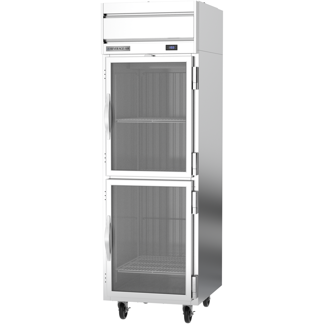 Beverage Air HF1HC 1HG Commercial Top Mount Freezer with 2 Glass Half Doors - Stainless Steel Front - Perfect for Restaurants, Bars, and Catering Businesses
