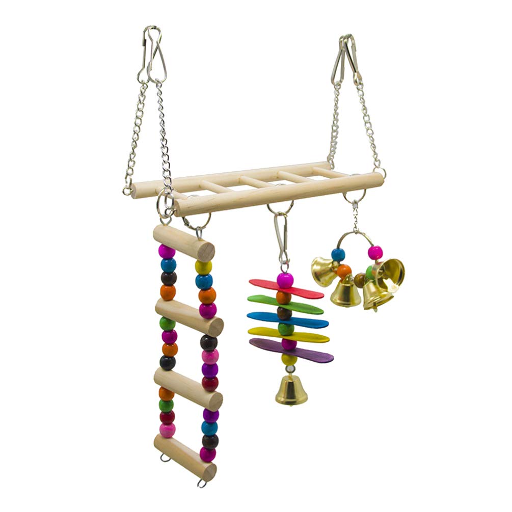 Balacoo Natural Wooden Bird Ladder Toy - Bite-Resistant Hamster & Parrot Climbing Toy for Parakeets, Cockatiels - Perfect for Cage Exercise & Playtime
