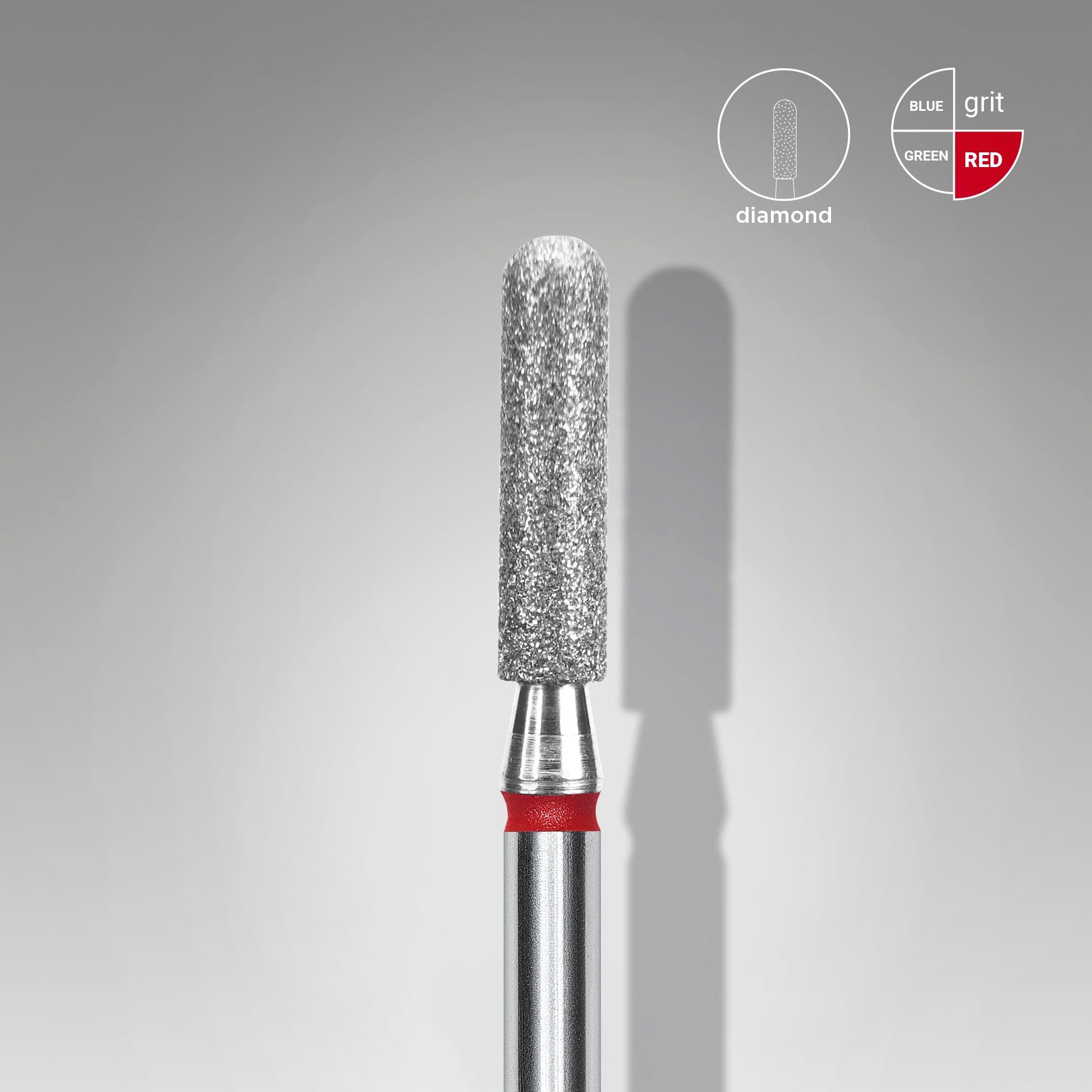 Staleks Diamond Nail Drill Bit - Rounded Cylinder Shape, 2.5mm Red - Professional Manicure & Pedicure Tool for Salon & Home Use