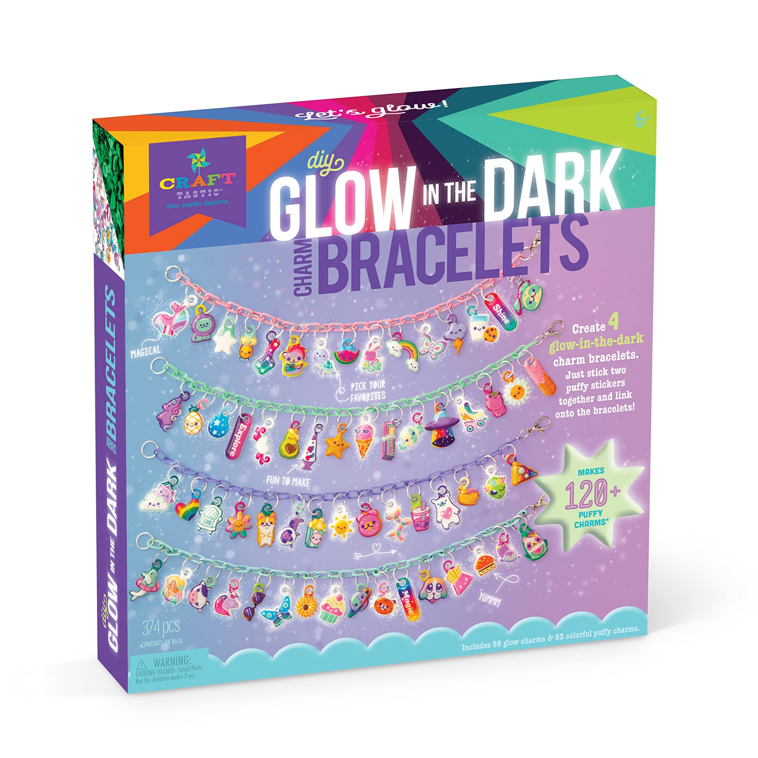 DIY Glow in The Dark Charm Bracelets Kit for Kids - Creative Arts & Crafts Jewelry Making Set - Perfect for Birthday Parties, Sleepovers & Gifts