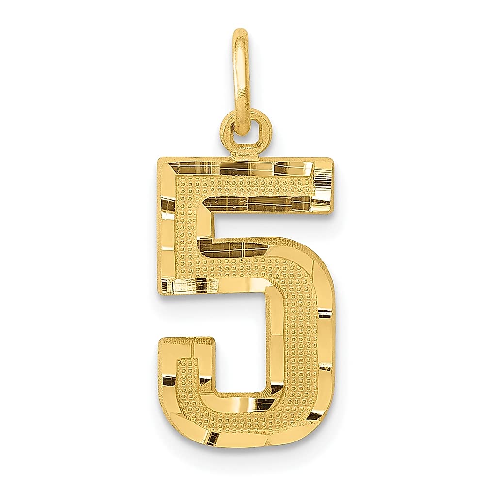 14K Yellow Gold Number 5 Charm Pendant Necklace - Dainty Medium Size Jewelry for Women, Perfect Birthday Gift for Her | Ideal for Everyday Wear, Special Occasions & Personalized Jewelry Collection