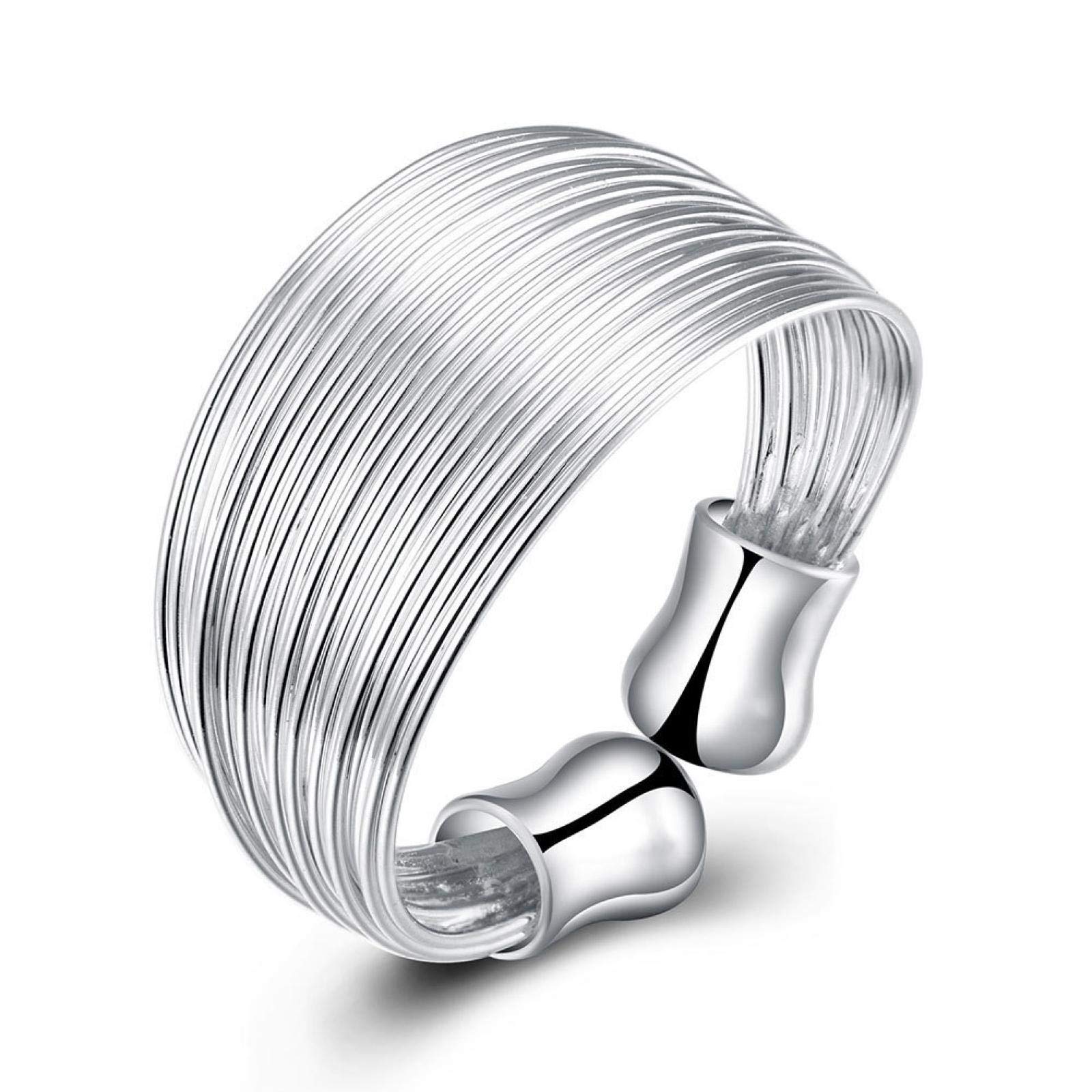 925 Sterling Silver Open Ring for Women - Minimalist Multilayer Braided Wire Adjustable Ring | Perfect for Everyday Wear, Stacking & Gift Giving