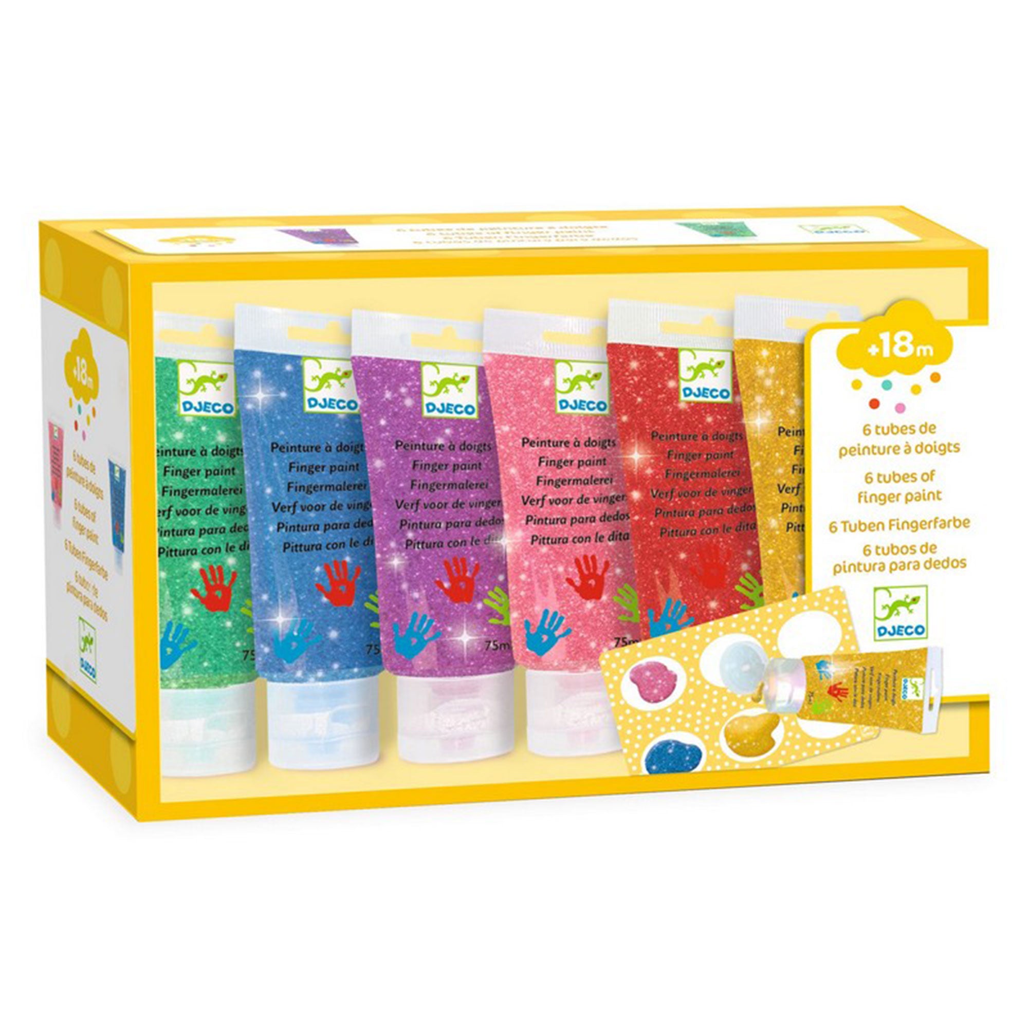 6 Pack Non-Toxic Glitter Finger Paint Tubes for Kids - Safe & Washable Art Supplies for Toddlers, Preschool & Classroom Activities