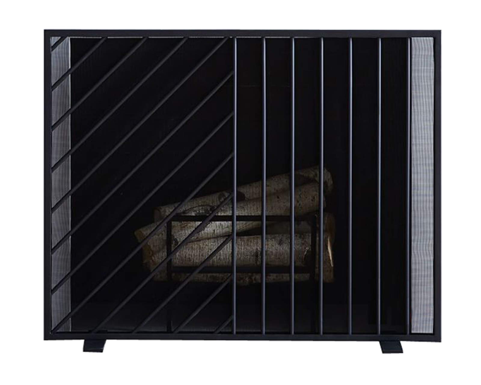 LYBC Free Standing Spark Guard Fireplace Screen - Single Panel Ornate Wrought Iron Metal Mesh Fireplace Safety Gate - Black (37.8