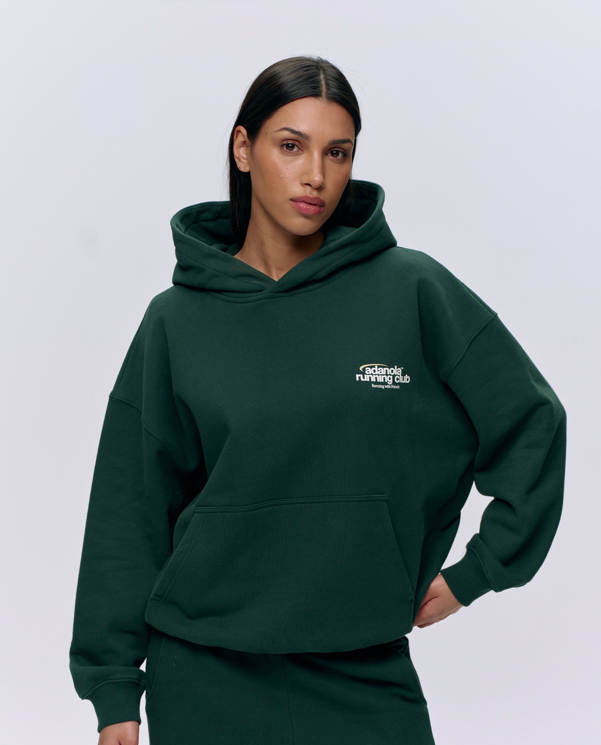 Adanola Oversized Running Hoodie for Women & Men - Pine Green | Lightweight, Breathable & Comfortable Workout Sweatshirt for Jogging, Gym & Casual Wear