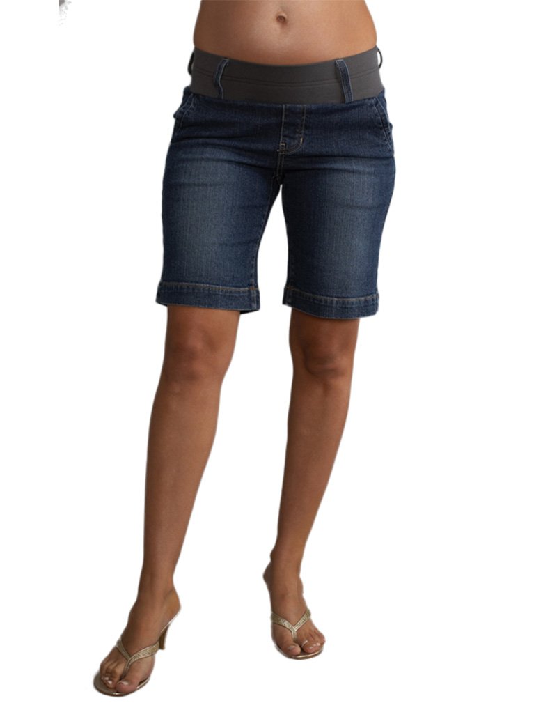 Maternity Denim Shorts for Women - Stretchy Comfort Fit Pregnancy Shorts - Perfect for Summer, Casual Wear & Maternity Photos