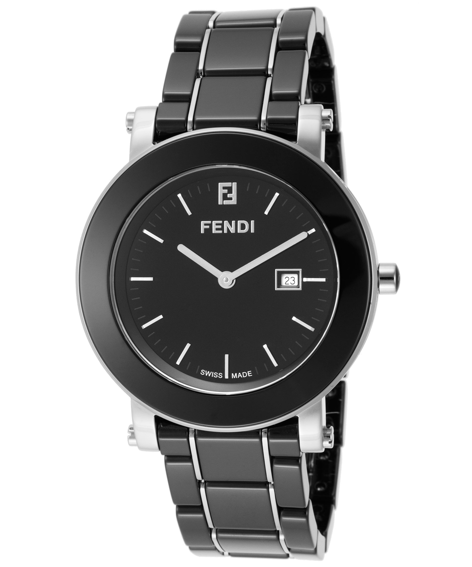 Fendi Women's Black Ceramic & Stainless Steel Watch with Black Dial - Luxury Fashion Timepiece for Everyday Wear & Special Occasions