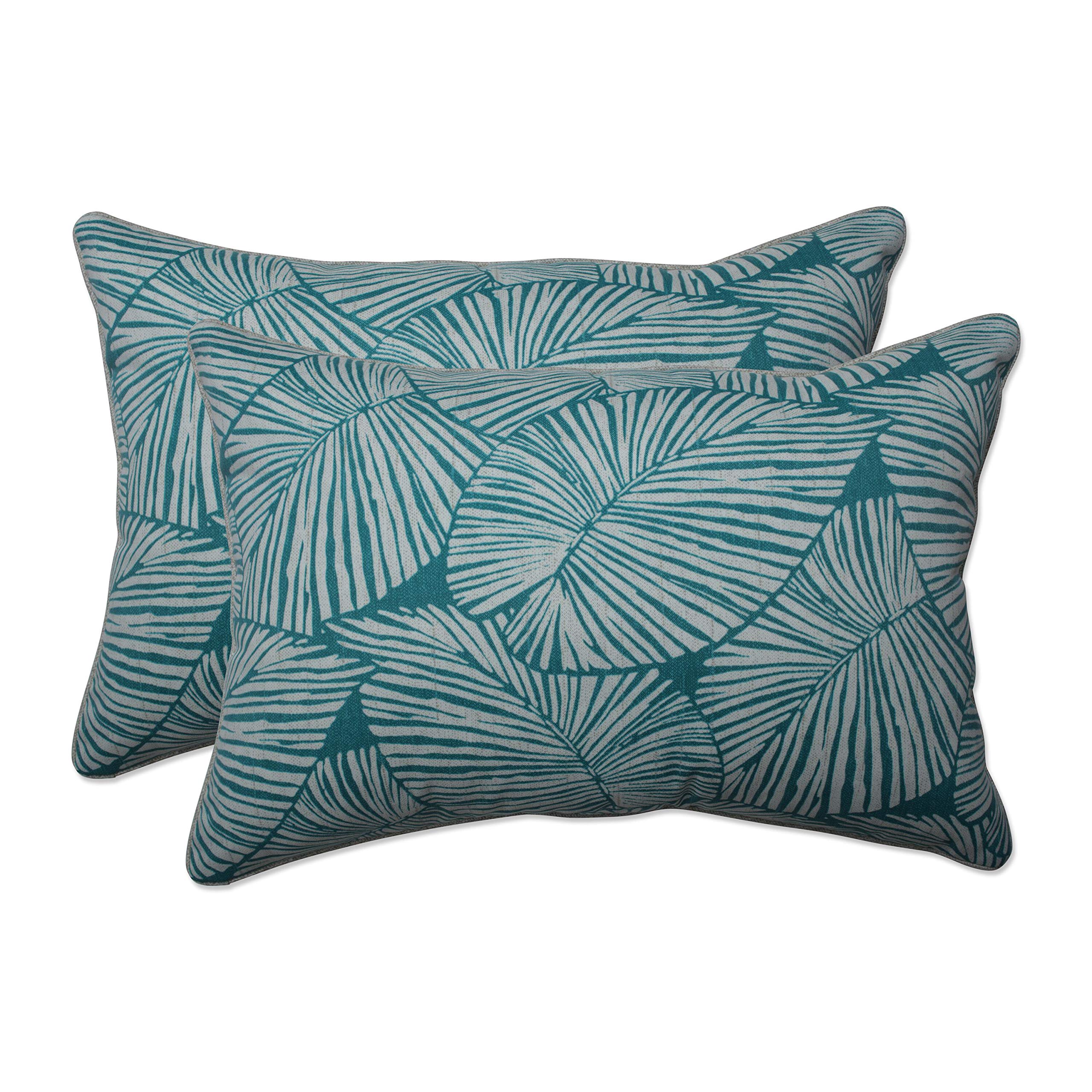 Pillow Perfect Talia Seaglass Oversized Lumbar Pillows - 24.5x16.5 Inch Green Outdoor/Indoor Throw Pillows (Set of 2) - Perfect for Patio Furniture, Sofa & Bed Decor