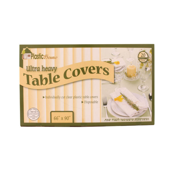 Premium Clear Ultra Heavy Duty Tablecloths 66x90 Inches - 20 Pack for Parties, Weddings & Restaurants - Waterproof & Stain Resistant Plastic Table Covers