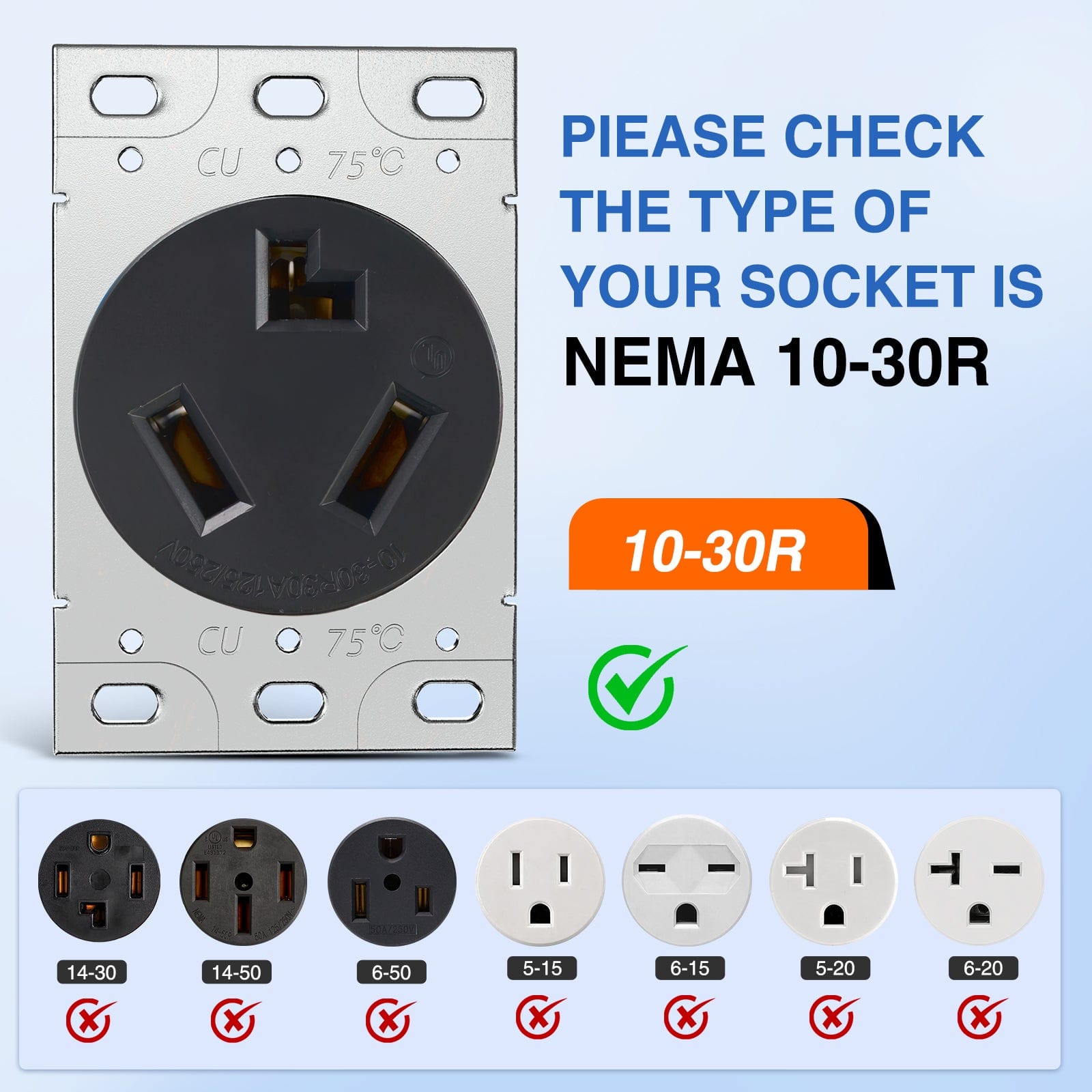 30 Amp 15FT 3 Prong EV Dryer Extension Cord - Heavy Duty NEMA 10-30P to 10-30R Electric Vehicle Charging Cable for Tesla, Chevy Volt & Home Appliances - Perfect for Garage, RV & Outdoor Charging