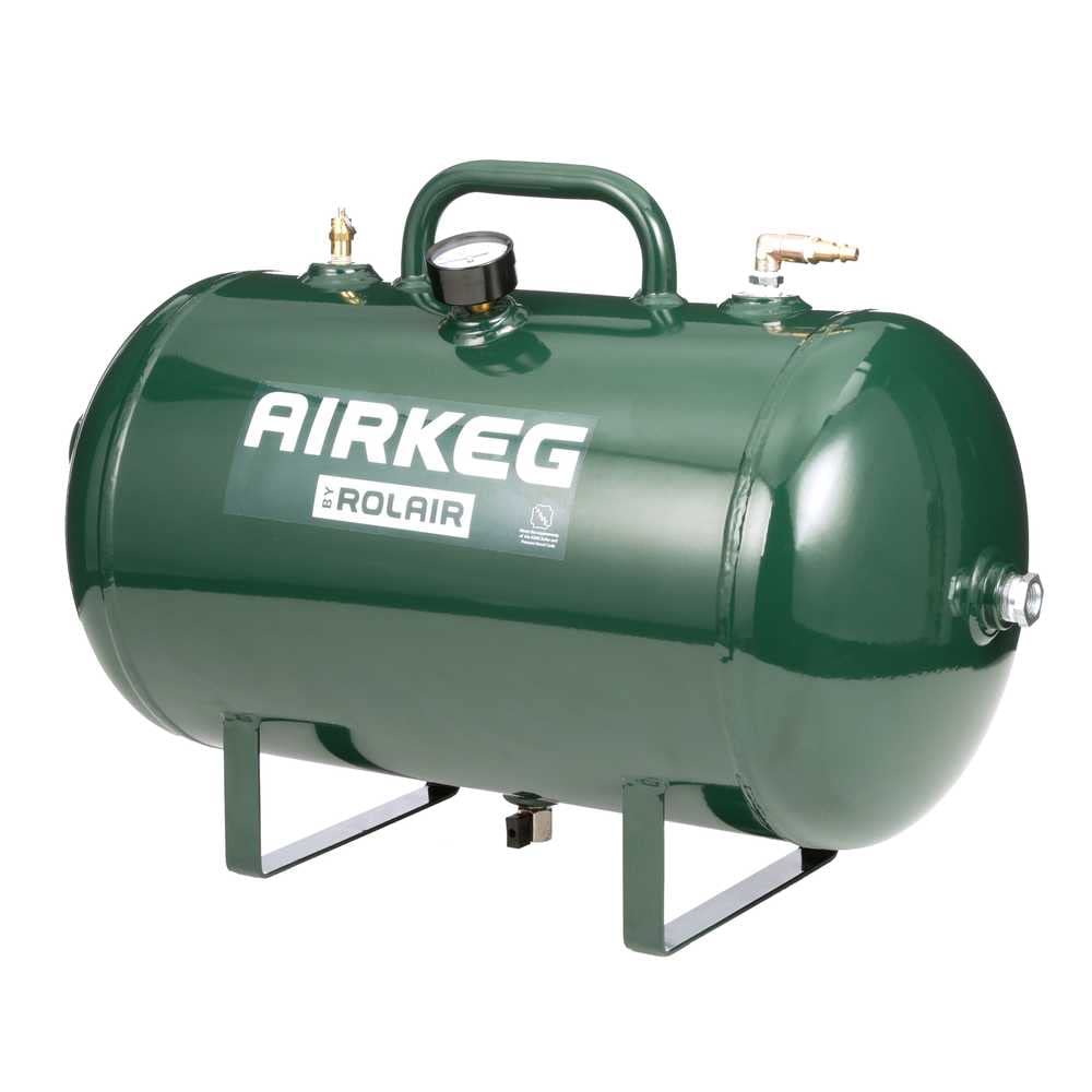 Rolair AIRKEGPLUS Portable Air Storage Tank - 5 Gallon Capacity Air Compressor Accessory for Nail Guns, Spray Painting & Inflating Tires