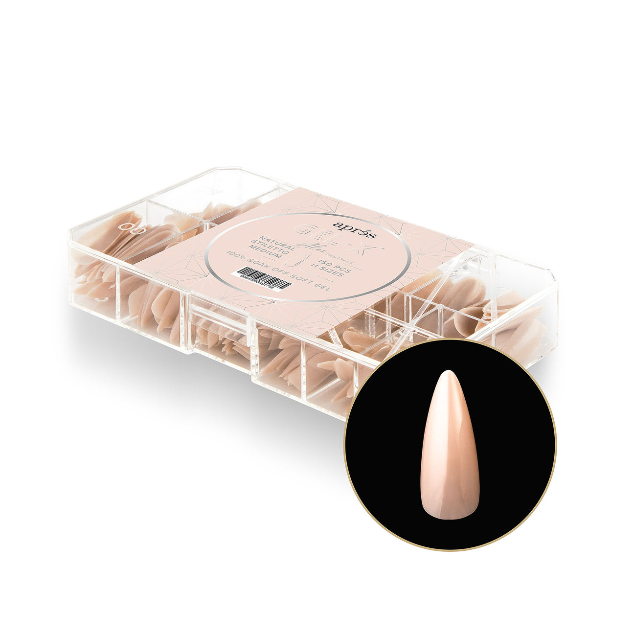Apres Gel X Tips - Neutral Collection - Alex Stiletto Medium (150 Pcs) - Perfect for Salon Nail Extensions & DIY Manicures at Home