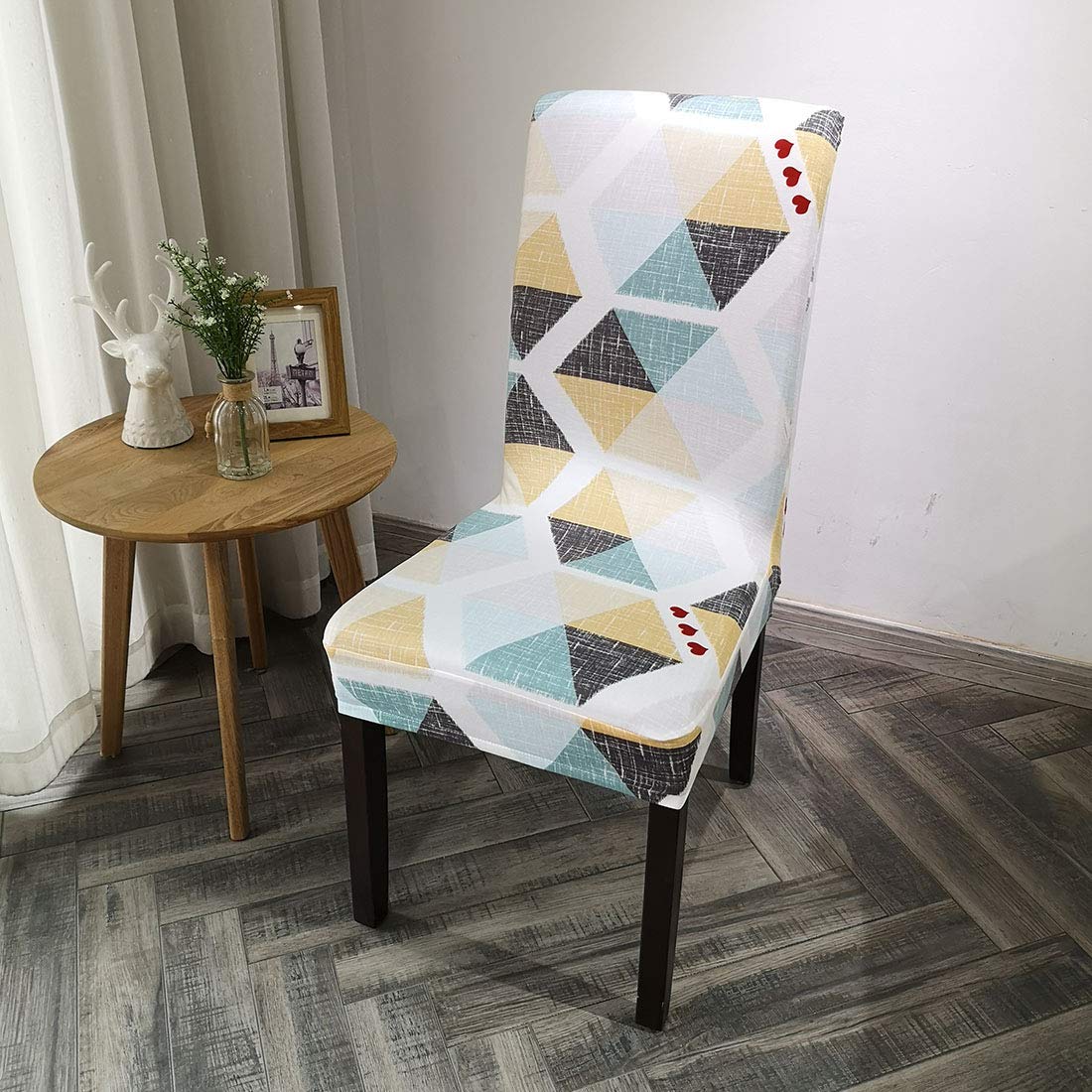 Secgo Stretch Spandex Dining Chair Covers - Set of 6 Washable Removable Slipcovers for Kitchen, Restaurant & Party Use | Printed Chair Protectors for Home Decor & Furniture Protection