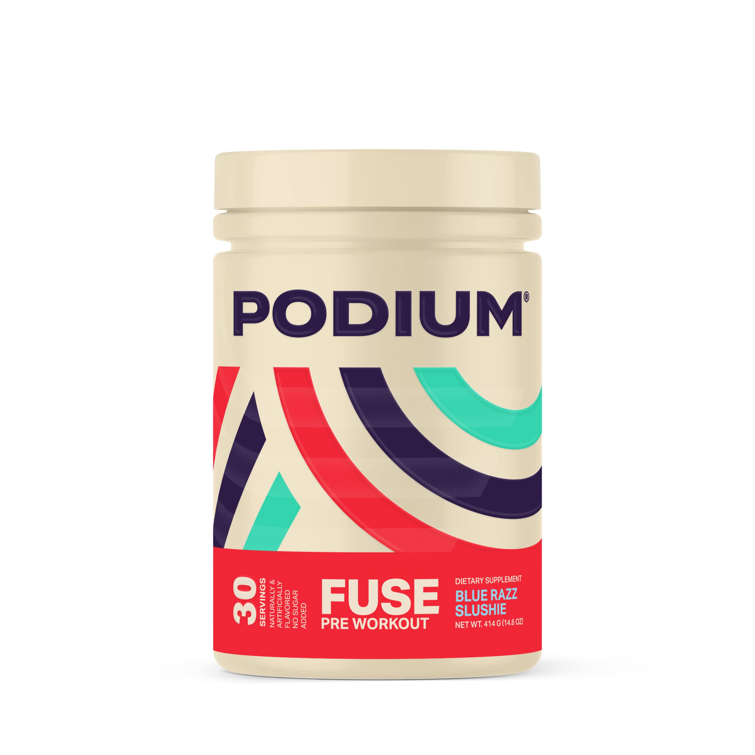 Podium Nutrition Fuse Pre Workout Powder - Blue Razz Slushie Flavor (30 Servings) | Beta Alanine & Caffeine Boost for Energy | Gluten Free, Soy Free, Dairy Free | Perfect for Gym, CrossFit & High-Intensity Training
