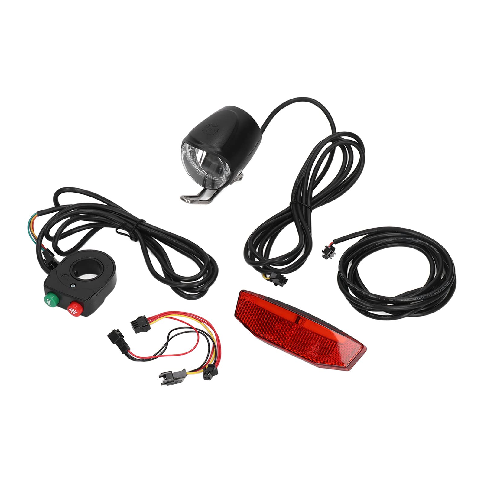 Majatou Electric Bike Lights Set - Aluminum Alloy & Plastic Headlight, Tail Light & Horn Kit (DK11) for E-Bike Safety Upgrades - Perfect for Night Riding, Commuting & Urban Cycling