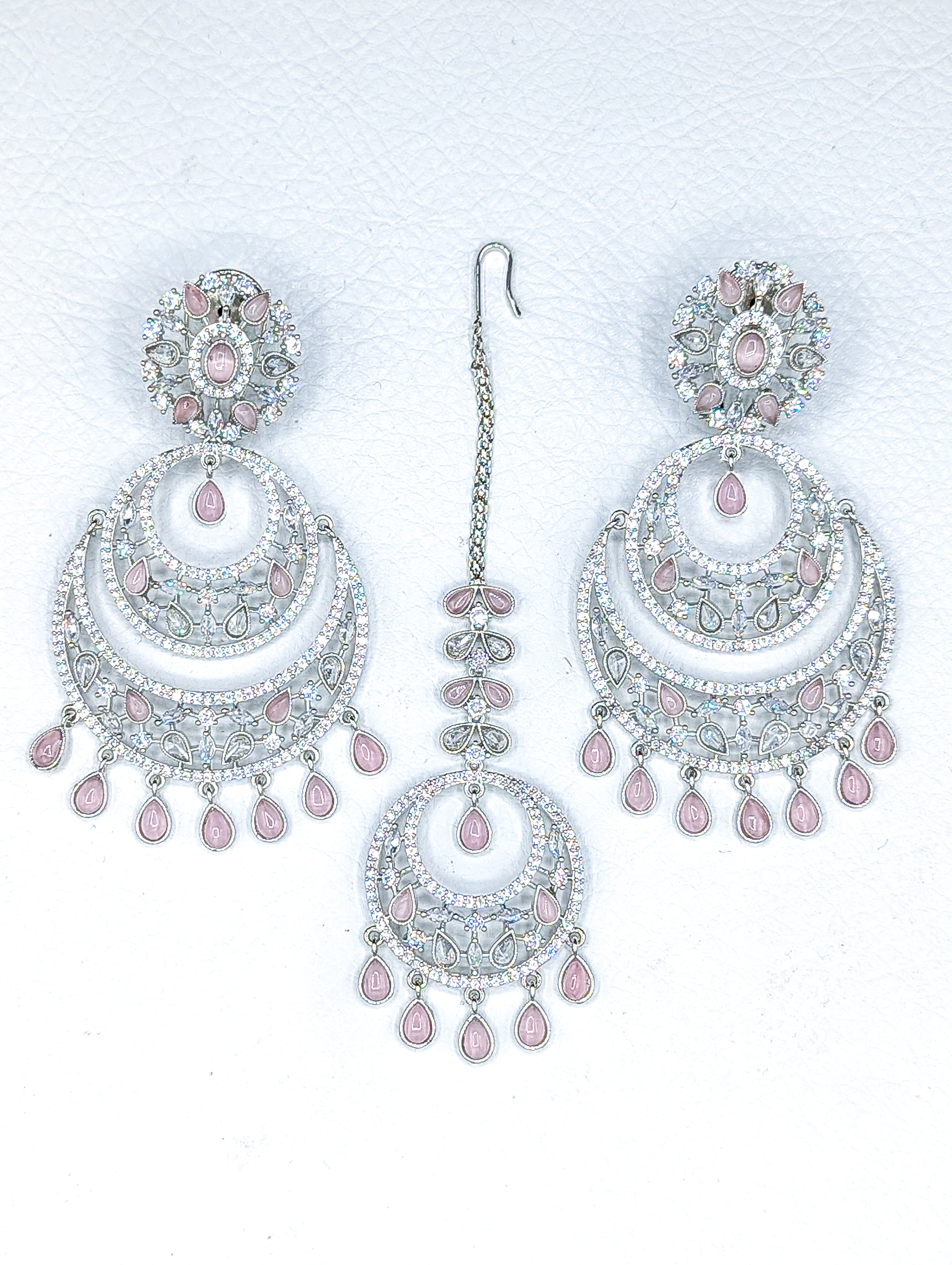Esha CZ Stud Earrings and Tikka Set - Elegant Bohemian Jewelry for Women | Perfect for Weddings, Parties & Festive Occasions