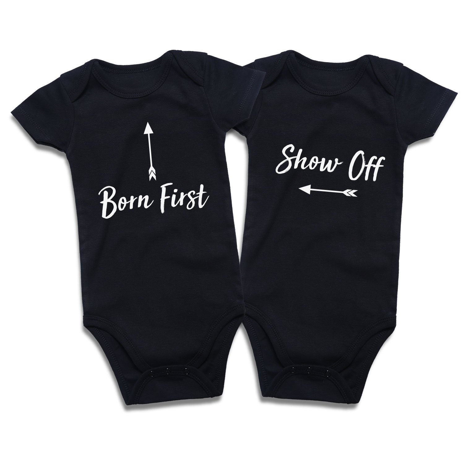 Funny Matching Baby Bodysuits for Twins - 2 Pack Boys Girls Romper Outfits | Newborn Infant Twin Clothes for Photo Shoots, Family Events & Special Occasions