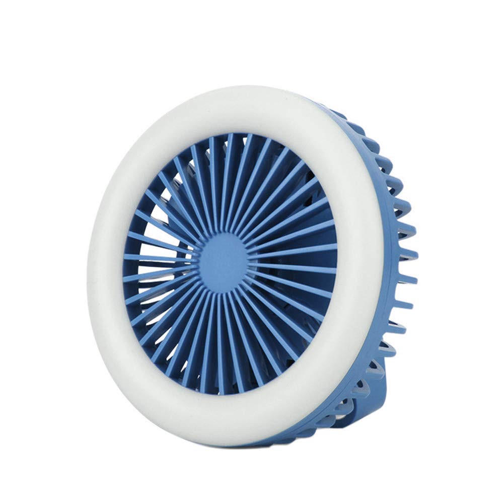 MileHouse Portable USB Rechargeable Cooling Fan with LED Night Light, Foldable & Carabiner Hanging - Blue | Perfect for Outdoor, Camping, Office & Travel Use
