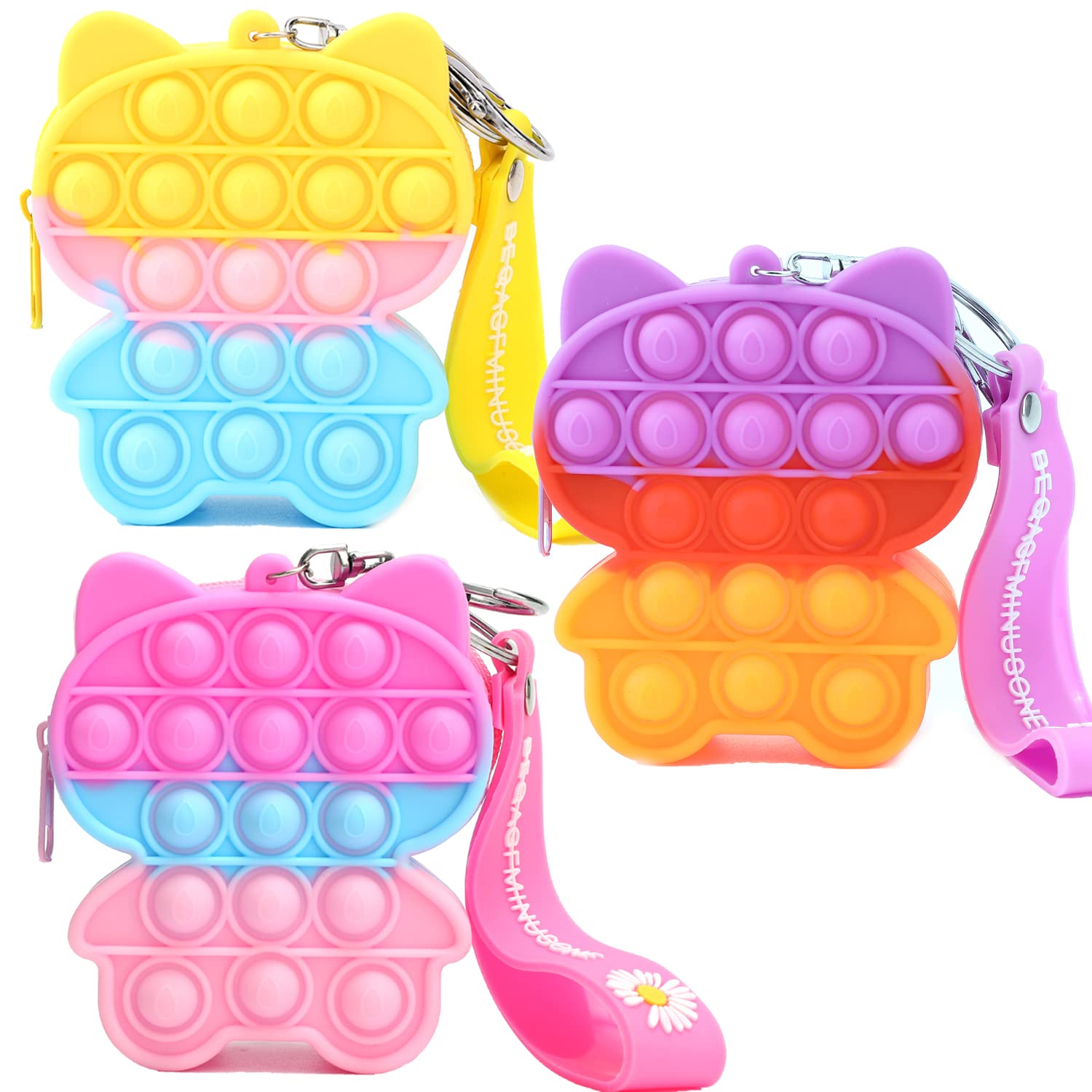 Cute Pop Coin Purse for Girls - Mini Cat Shaped Fidget Sensory Toy Bag for Kids - Perfect for Birthday Party Favors & Gifts (Great for Stress Relief, Sensory Play & Travel Accessories)
