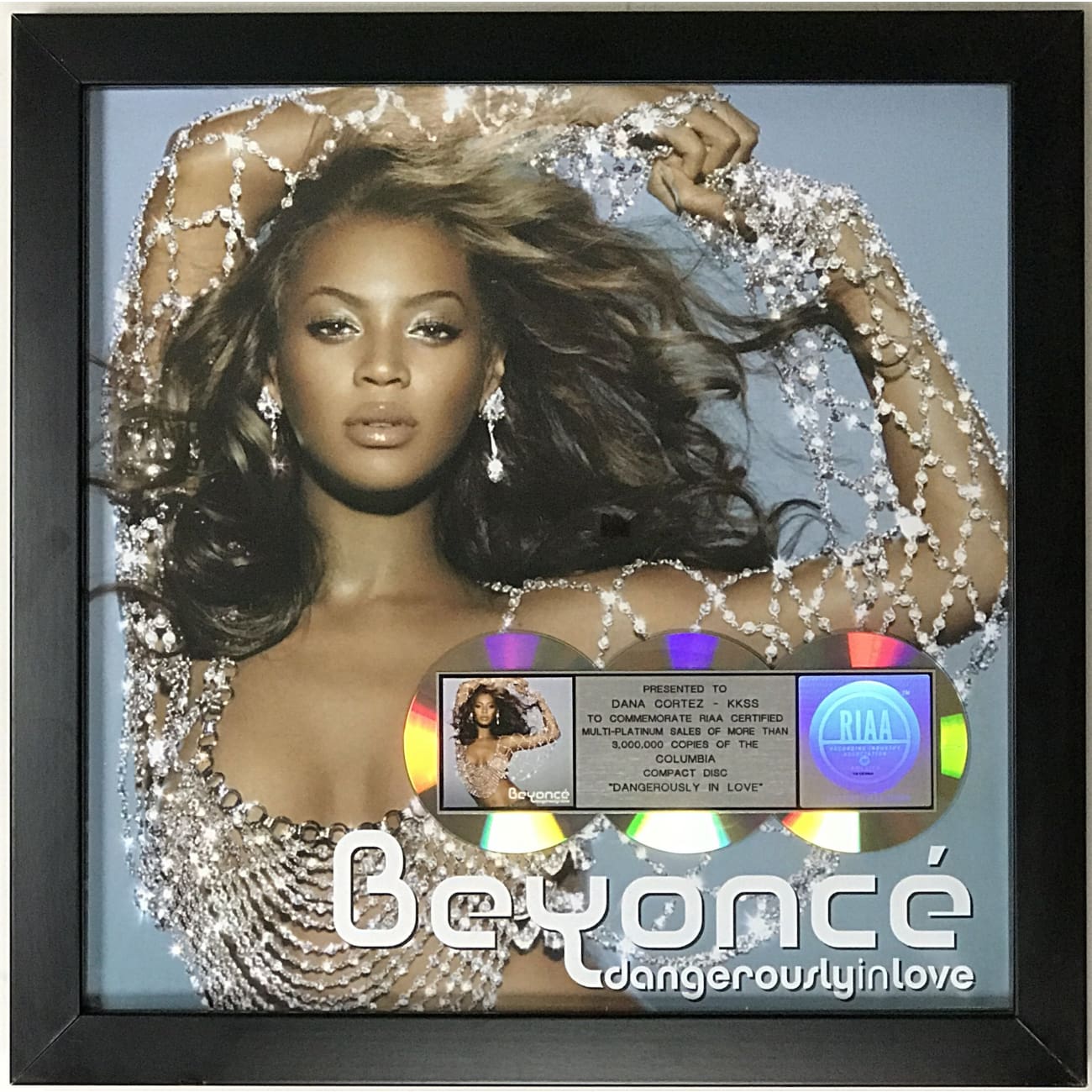 Beyoncé Dangerously In Love 3x Platinum Album Award - Certified RIAA Multi-Platinum Record - Perfect for Music Collectors, Super Fans & Home Decor