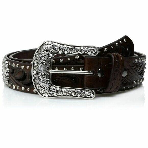 Ariat Women's Scroll Cutout Concho Nail Belt - Stylish Western Fashion Accessory for Cowgirl Boots, Jeans & Rodeo Outfits