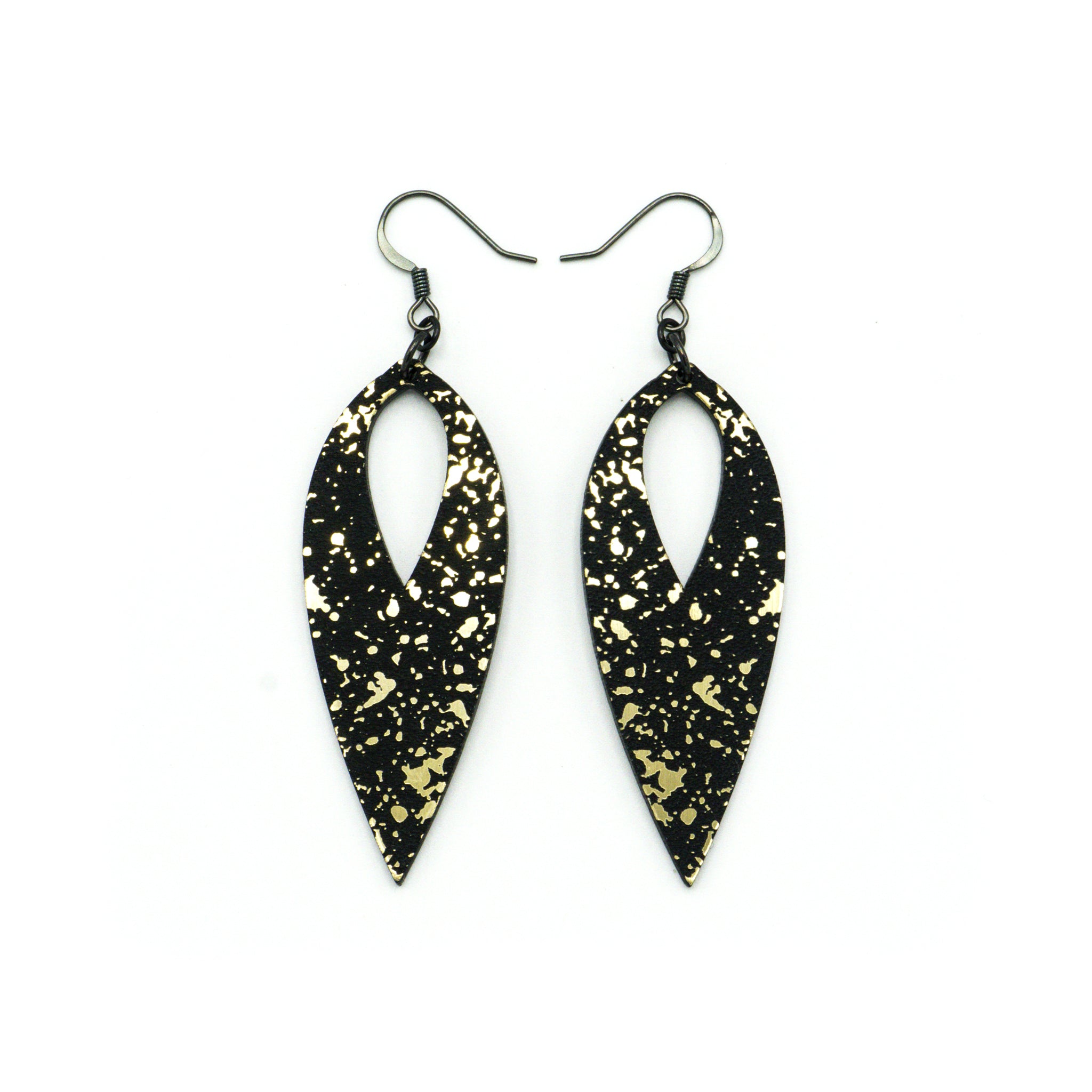 Nativas 24R Acrylic Earrings - Brushed Gold & Black Hoop Earrings for Women | Trendy Fashion Jewelry for Parties, Work & Everyday Wear