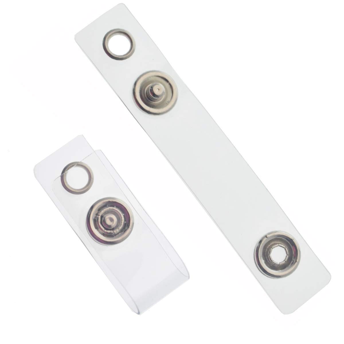 25 Pack Clear Vinyl ID Badge Holder Straps with Snap - for Lanyards & Key Rings - Office & Event Use