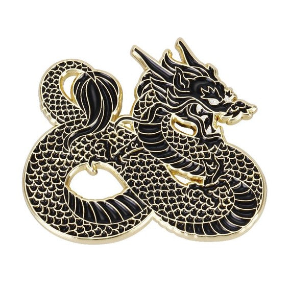 Black Enamel Dragon Brooch Pin - Vintage Chinese Dragon Lapel Pin for Men & Women - Perfect for Jackets, Suits, Scarves, Hats & Gift Giving