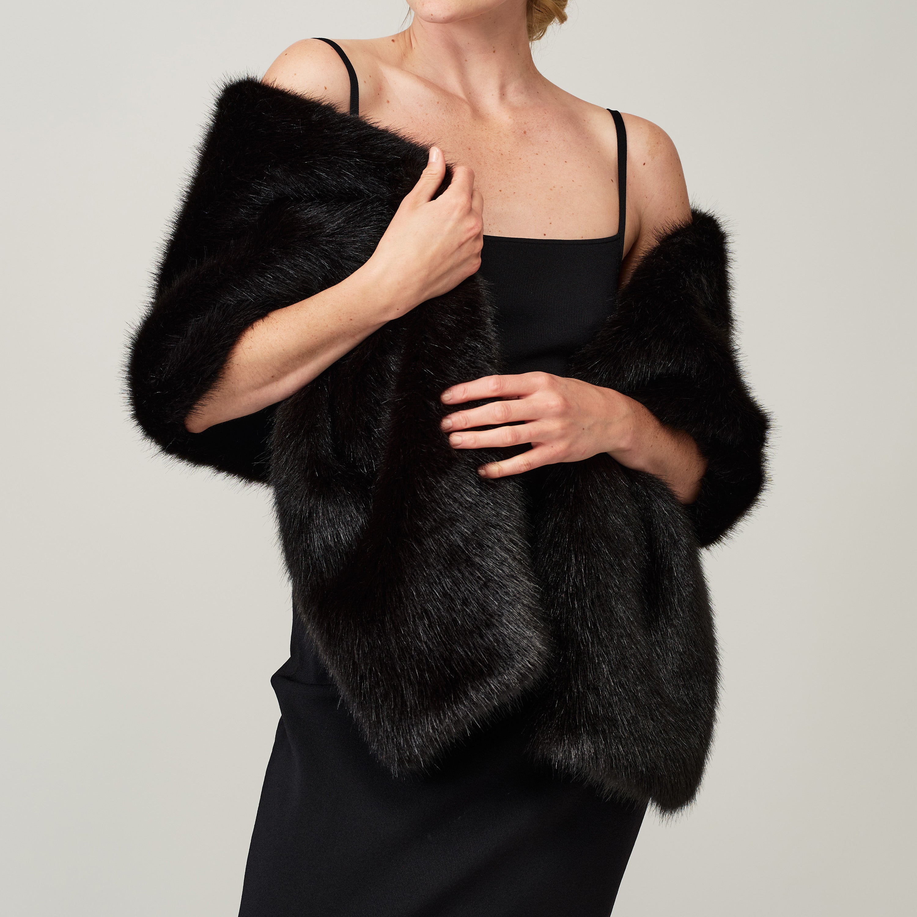 Luxury Jet Black Stole Scarf for Women - Soft Cashmere Blend Wrap Shawl - Elegant Evening Wear & Winter Fashion Accessory (Perfect for Parties, Weddings & Cold Weather)