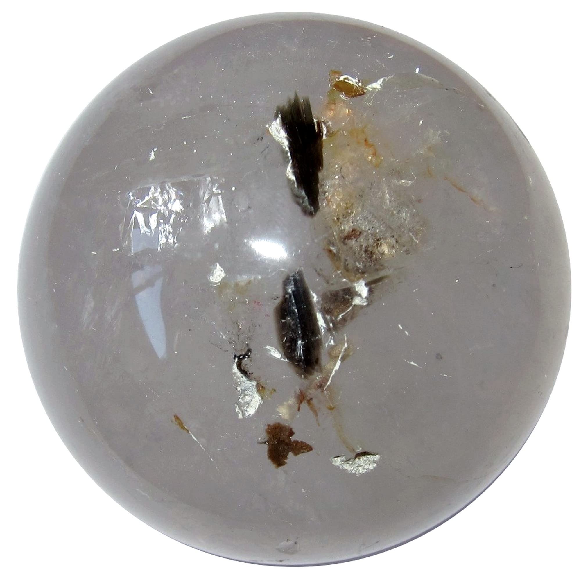 Natural Smoky Quartz Crystal Ball with Satin Finish & Mineral Inclusions - 2.75-3.0 Inch Healing Sphere for Meditation, Feng Shui & Home Decor