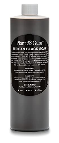 **African Black Soap Liquid 16 fl. oz. – 100% Raw Pure Natural from Ghana – Acne Treatment, Eczema & Psoriasis Relief, Dry Skin & Dark Spot Remedy – Face & Body Wash for Pimples & Blackheads – Ideal for Sensitive Skin & Daily Skincare Routine**