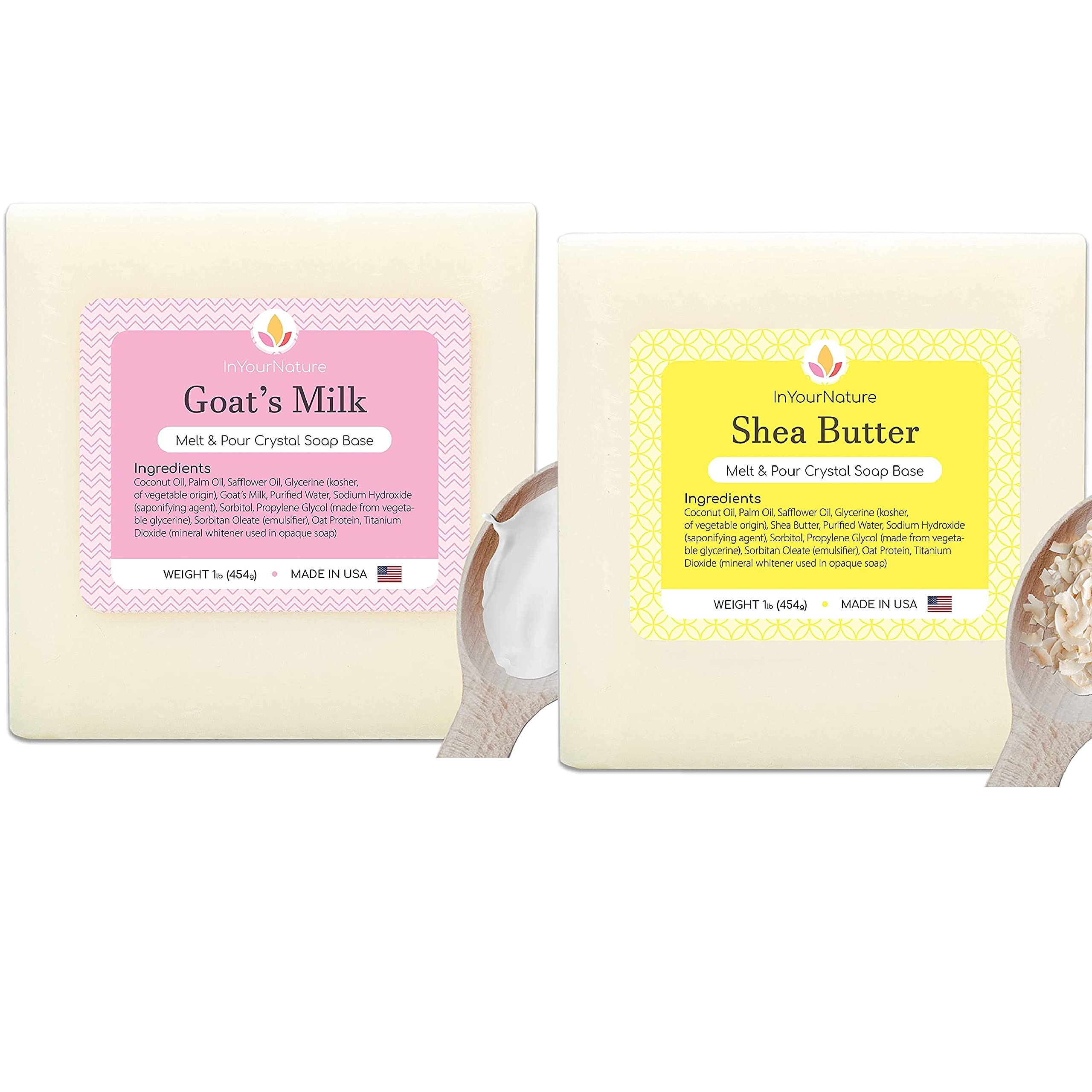 Natural Goat Milk & Shea Butter Soap Base 2 LB - All-Natural DIY Soap Making Supplies for Handmade Bath & Body Products | Made in USA | Perfect for Crafting Homemade Soaps, Gifts & Skincare