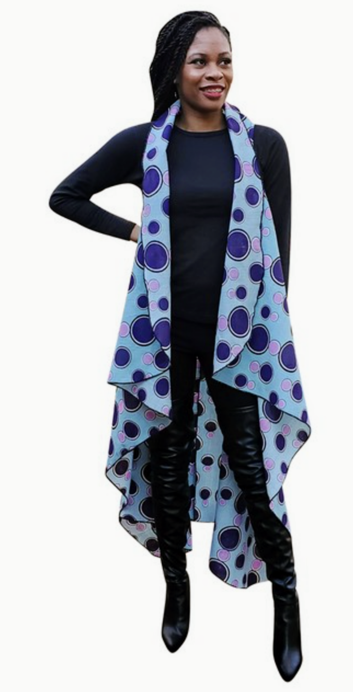 Stylish African Print Ankara Shawl Vest - DPPS3845 | Fashionable Women's Scarf Wrap for Parties, Weddings & Cultural Events