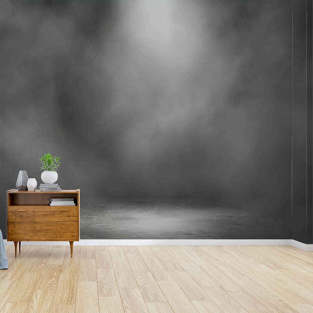 Self-Adhesive Peel & Stick Wallpaper - Black Space Studio with Spot Lighting & Fog Effect - Wall Mural Decal for Living Room, Bedroom, or Office - Easy DIY Home Decor for Modern Interiors