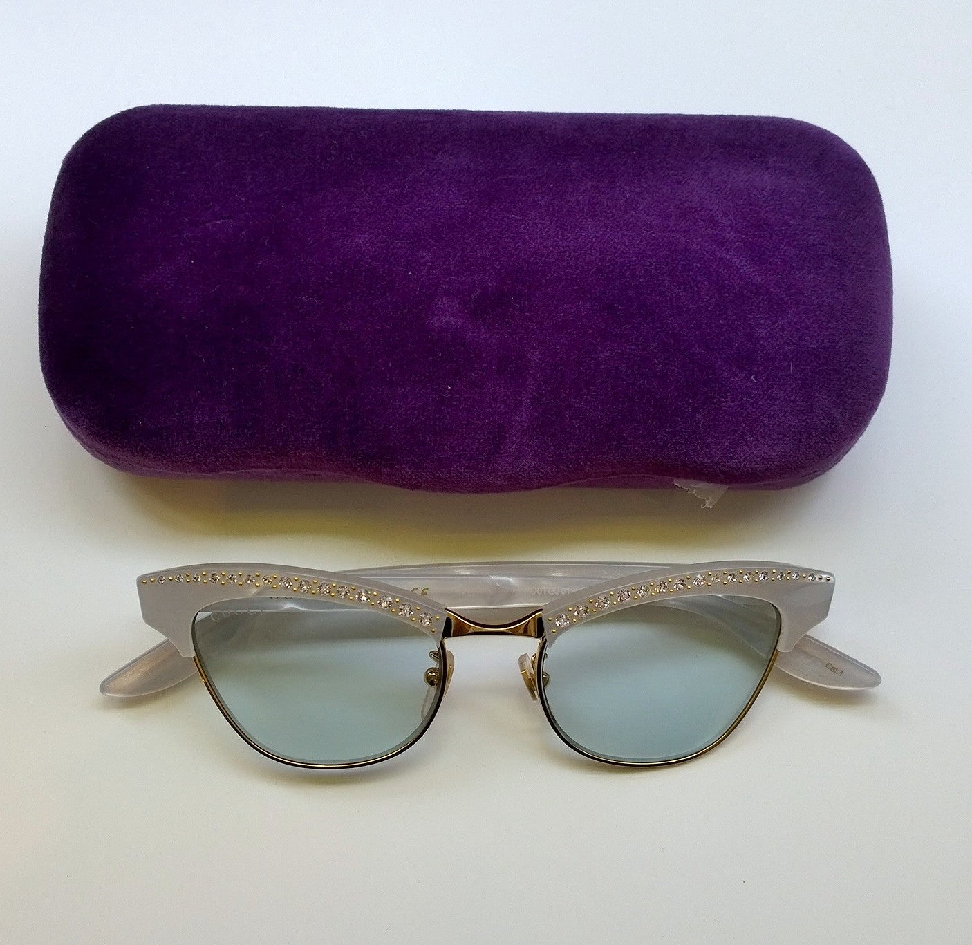 Gucci Mother of Pearl Rhinestone Sunglasses - Shell Pixie Style Designer Shades for Women | Perfect for Beach, Vacation & Summer Fashion Accessories