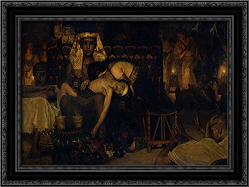 Sir Lawrence Alma Tadema Death of The Pharaoh's Firstborn Son Framed Canvas Art - 24x18 Inches, Black Ornate Wood Frame - Perfect for Home Decor, Living Room Wall Art, and Classic Painting Collections