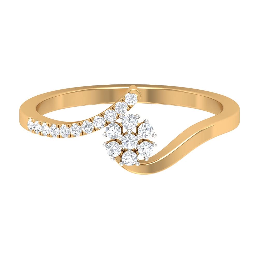 1/4 CT Natural Diamond Flower Ring for Women - 14K Solid Gold Cluster Ring with April Birthstone | Elegant Bypass Ring for Weddings, Anniversaries & Special Occasions