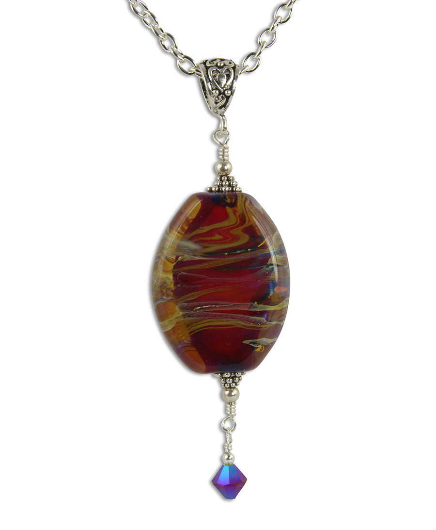 Handmade Cherry Red Lampwork Glass Bead Necklace - Elegant Bohemian Jewelry for Women - Perfect for Parties, Weddings & Everyday Wear