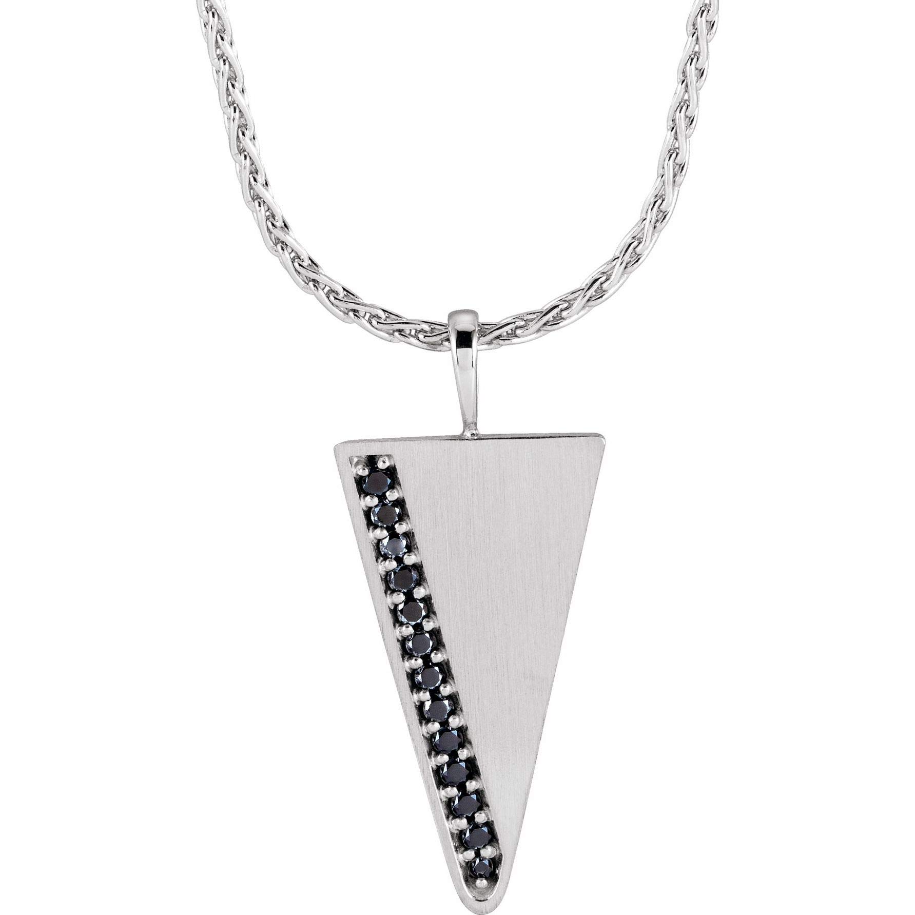 Bonyak Sterling Silver 1/5 CTW Black Diamond Triangle Pendant Necklace 24