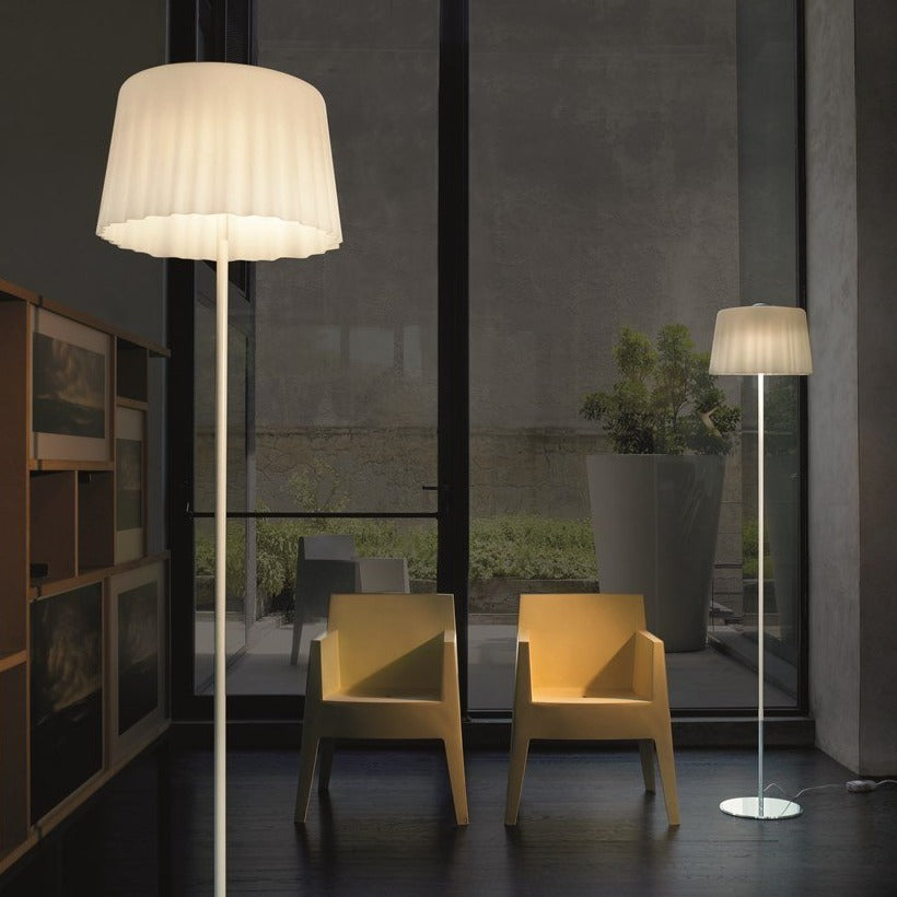 Modern CLOTH Floor Lamp with Adjustable Height - Soft Ambient Lighting for Living Room, Bedroom, or Office - Energy Efficient LED Reading Light with Fabric Shade