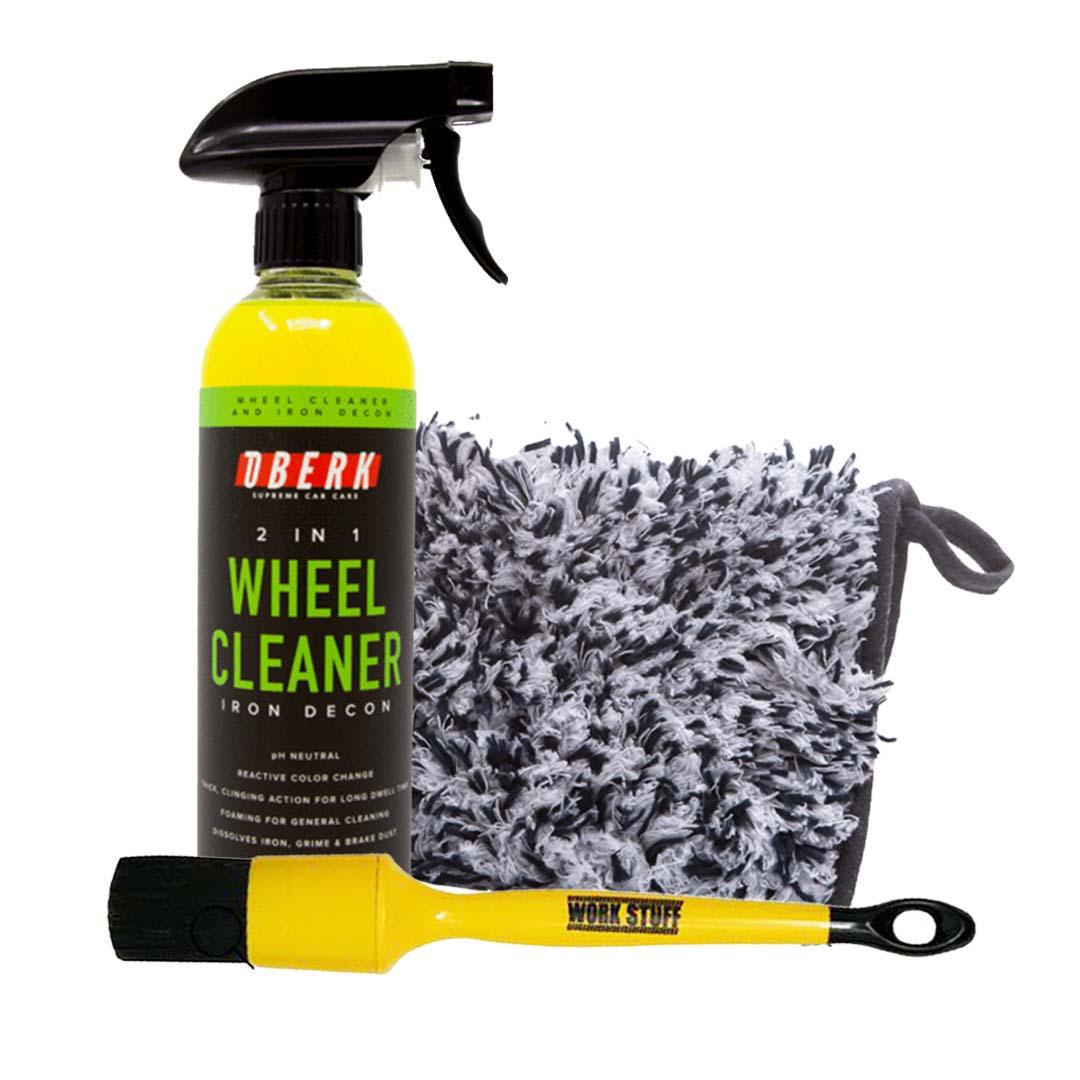 OBERK 2-in-1 Wheel Cleaner Kit - Car & Truck Rim Cleaner & Polish - Perfect for DIY Car Detailing & Auto Maintenance
