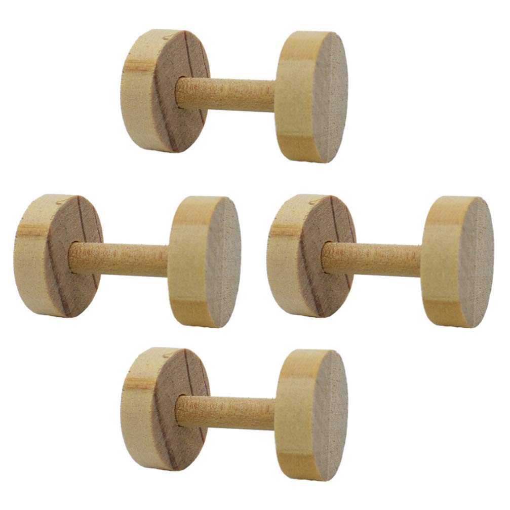 Balacoo 4Pcs Wooden Bird Dumbbell Chew Toys - Natural Parrot Exercise Bell & Cage Enrichment Toys for Small Birds - Perfect for Cockatiels, Lovebirds & Parakeets Playtime