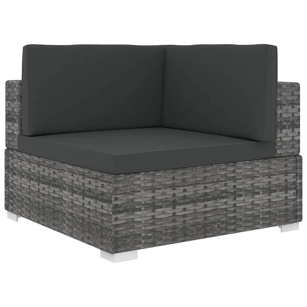 Festnight Outdoor Sectional Sofa Set - Gray Wicker Patio Furniture with Cushions, Powder-Coated Steel Frame - 27.6